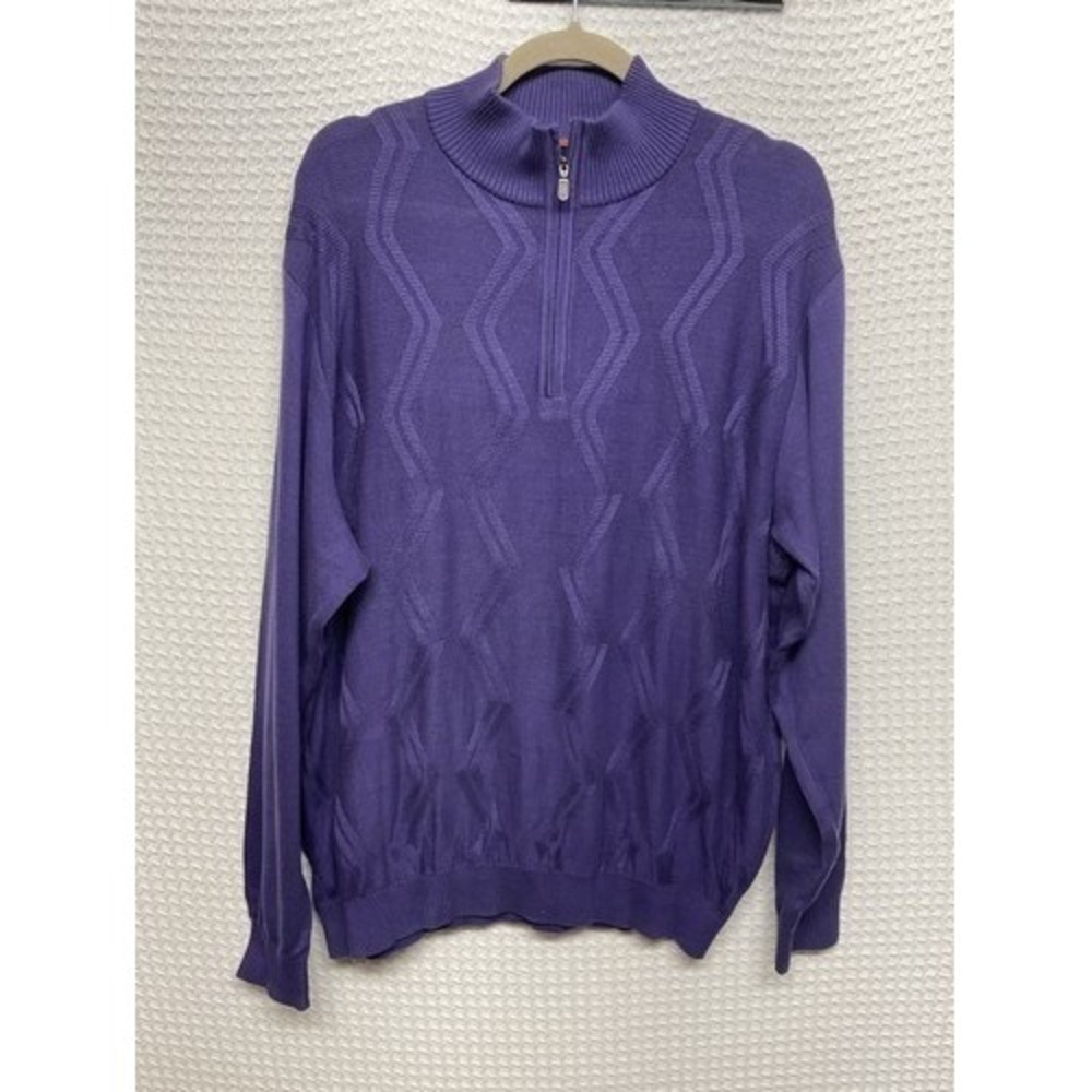 VTG St. Croix Regatta Purple 1/4 Zip Sweater Pullover Men Large USA